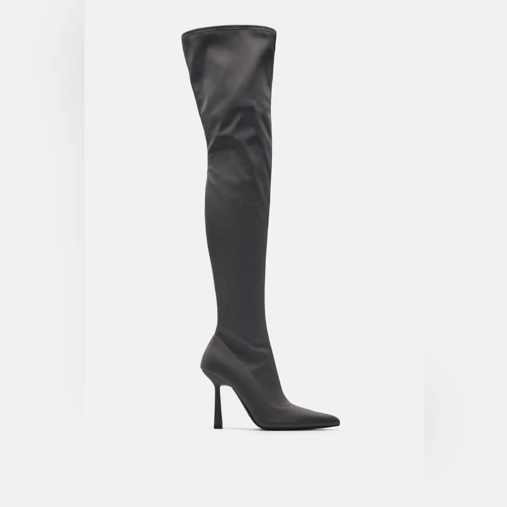 ZARA LIMITED EDITION FABRIC OVER THE KNEE HEELED BOOTS